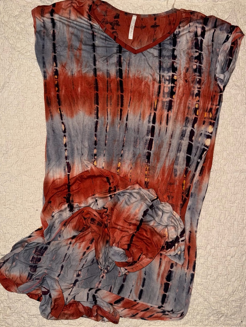Tie-Dye Maxi Dress in Rust and Blue